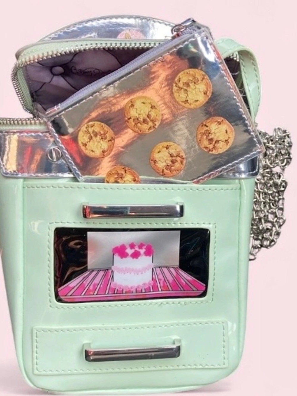 Betsey Johnson Bake It Like Betsey Oven Crossbody Bag Green & Silver